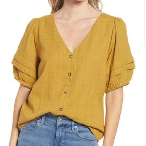 Madewell Mustard Button-Up Top